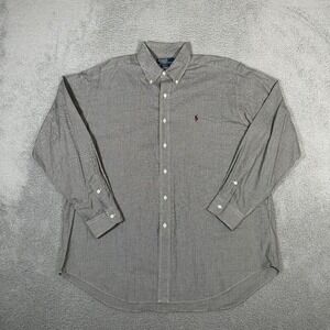 Polo Ralph Lauren Shirt Mens Large Black‎ Cream Houndstooth Button Down Blake